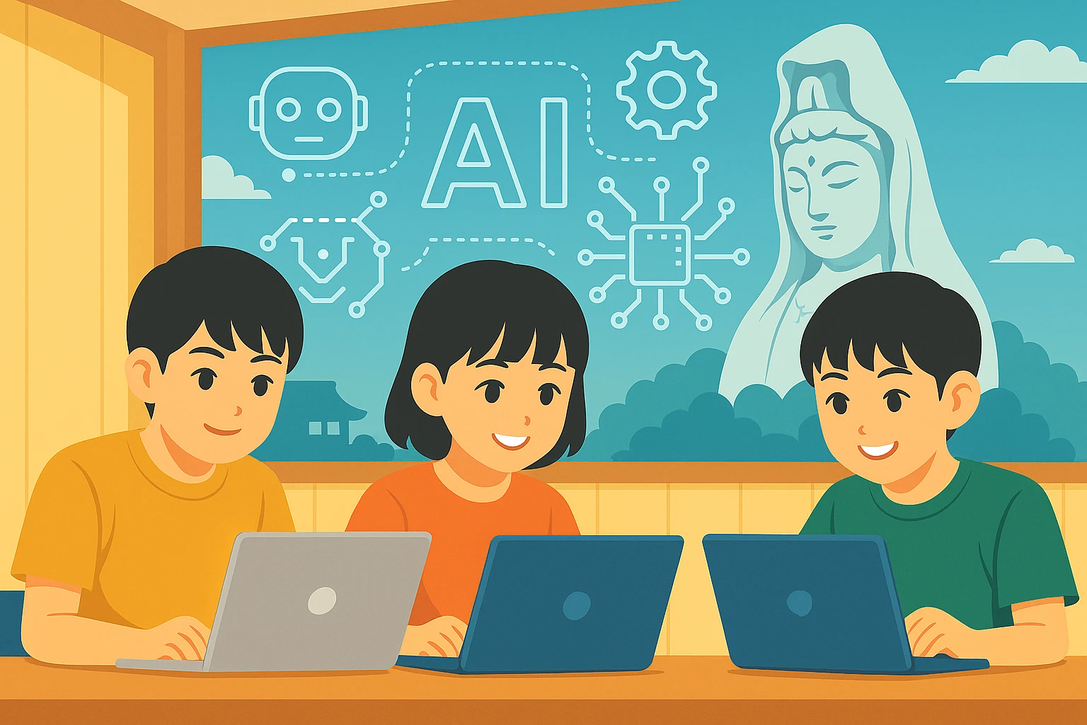 AIとプログラミングで学ぶフリースクールのイメージ